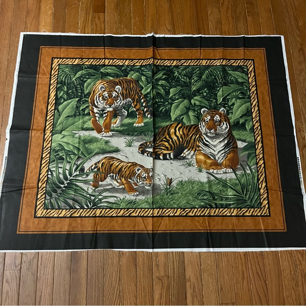 Tiger Print Cranston Print Works 3 Tigers  Cotton Panel Material